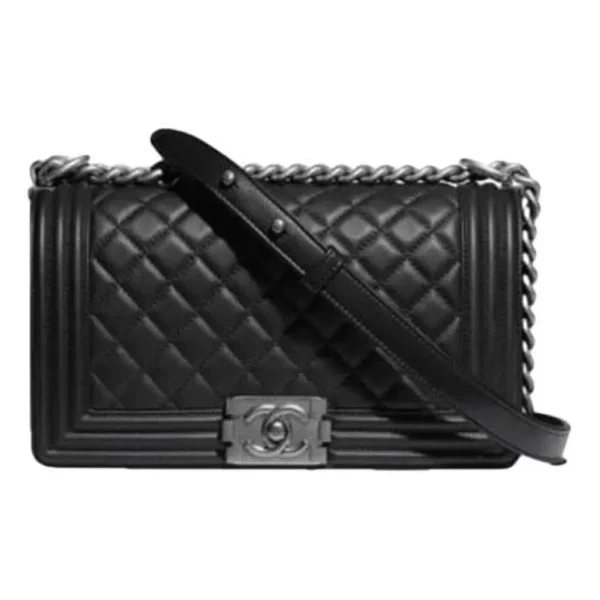 black leather boy chanel handbag 35060692 1 3 1