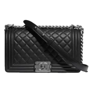 black leather boy chanel handbag 35060692 1 3