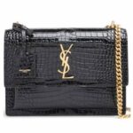 Sac Moyen En Cuir Empossé Croco Sunset